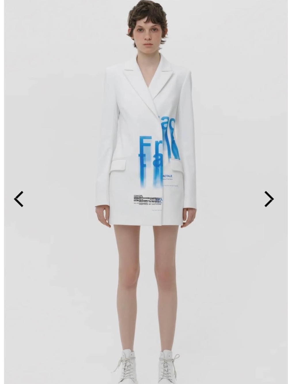 TTSWTRS FRACTALE White Blazer Dress with Blue Graphic Detail